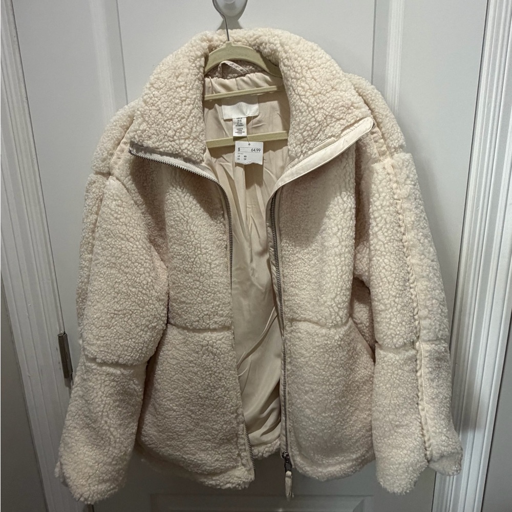 H&M Off-White Teddy Jacket NWT